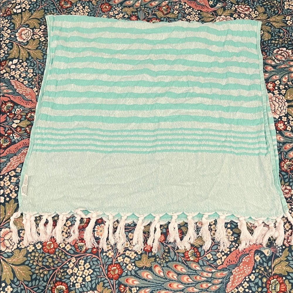 Casamigos Aqua Striped Towel with Tassels